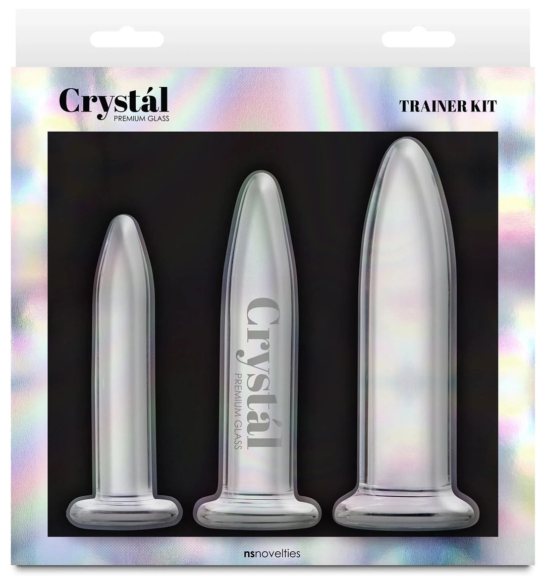 Crystal 3pc Trainer Kit - graduated glass dildo set with three sizes for progressive training