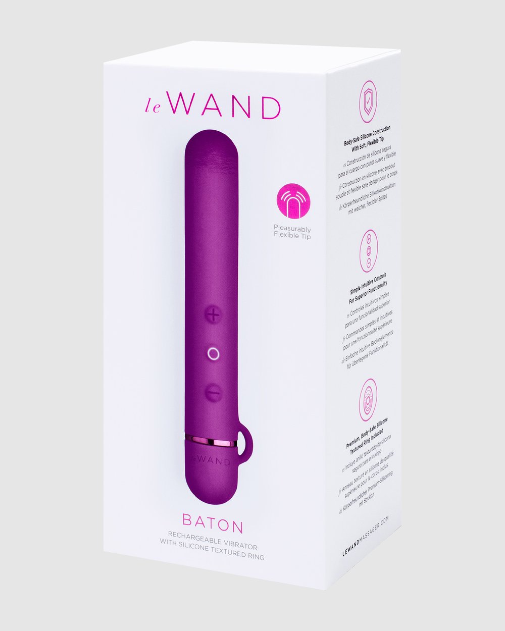Chrome Baton by Le Wand - metallic chrome wand vibrator with sleek cylindrical design