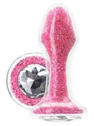 Stardust Glam Butt Plug in pink - crystal jeweled anal toy with flared safety base