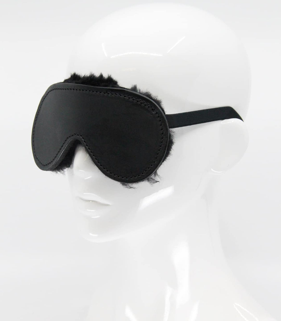Love in Leather sheepskin lined blindfold - luxury BDSM eye mask with soft natural sheepskin padding