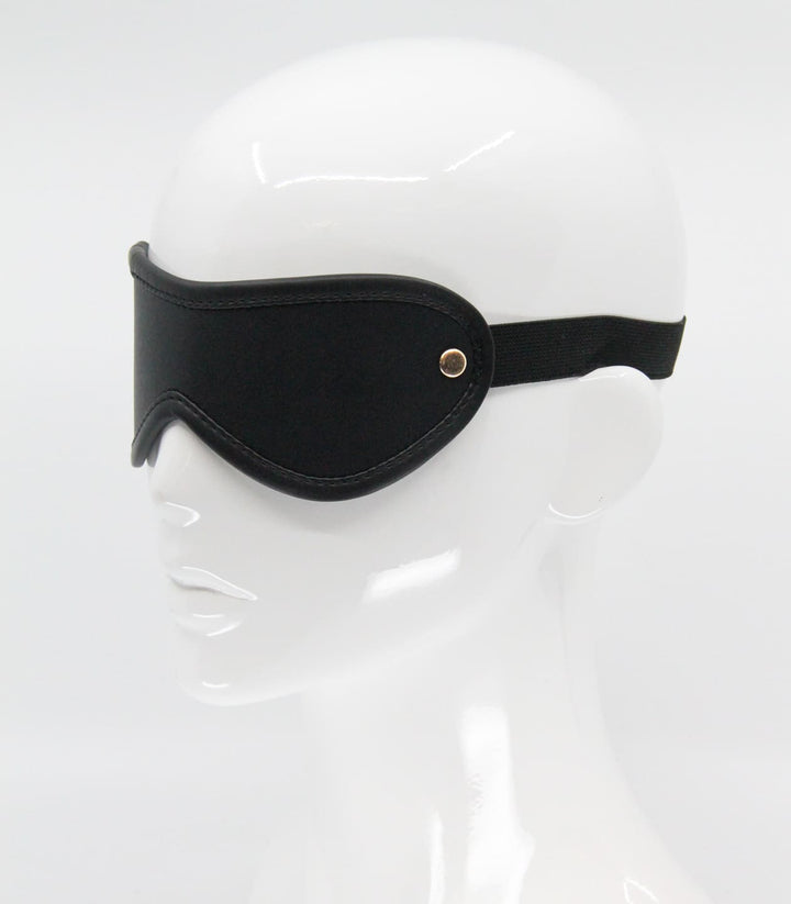 Love in Leather blindfold with rose gold hardware - elegant leather BDSM eye mask with metal accents