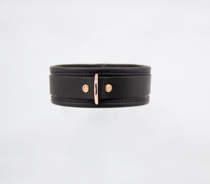 Premium leather collar with rose gold hardware - luxury fetish collar with buckle closure