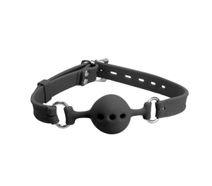  Love in Leather black small silicone breathable ball gag - compact size with ventilation holes