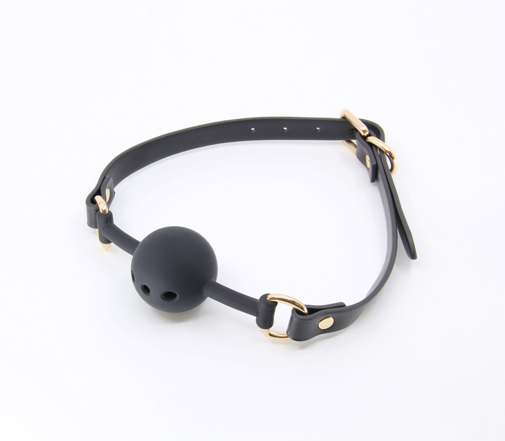Love in Leather breathable ball gag - perforated silicone design with ventilation holes