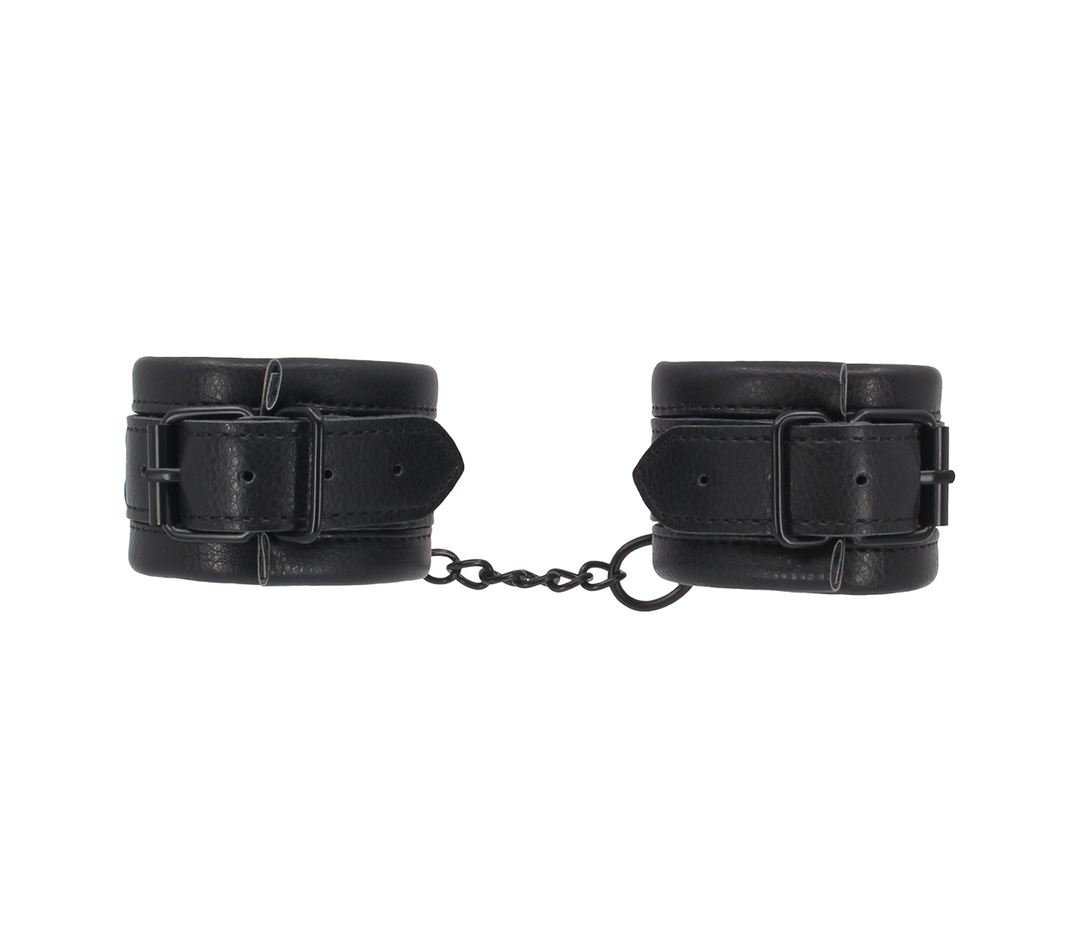 Padded soft black cuffs detail - showing soft padding and adjustable buckle design