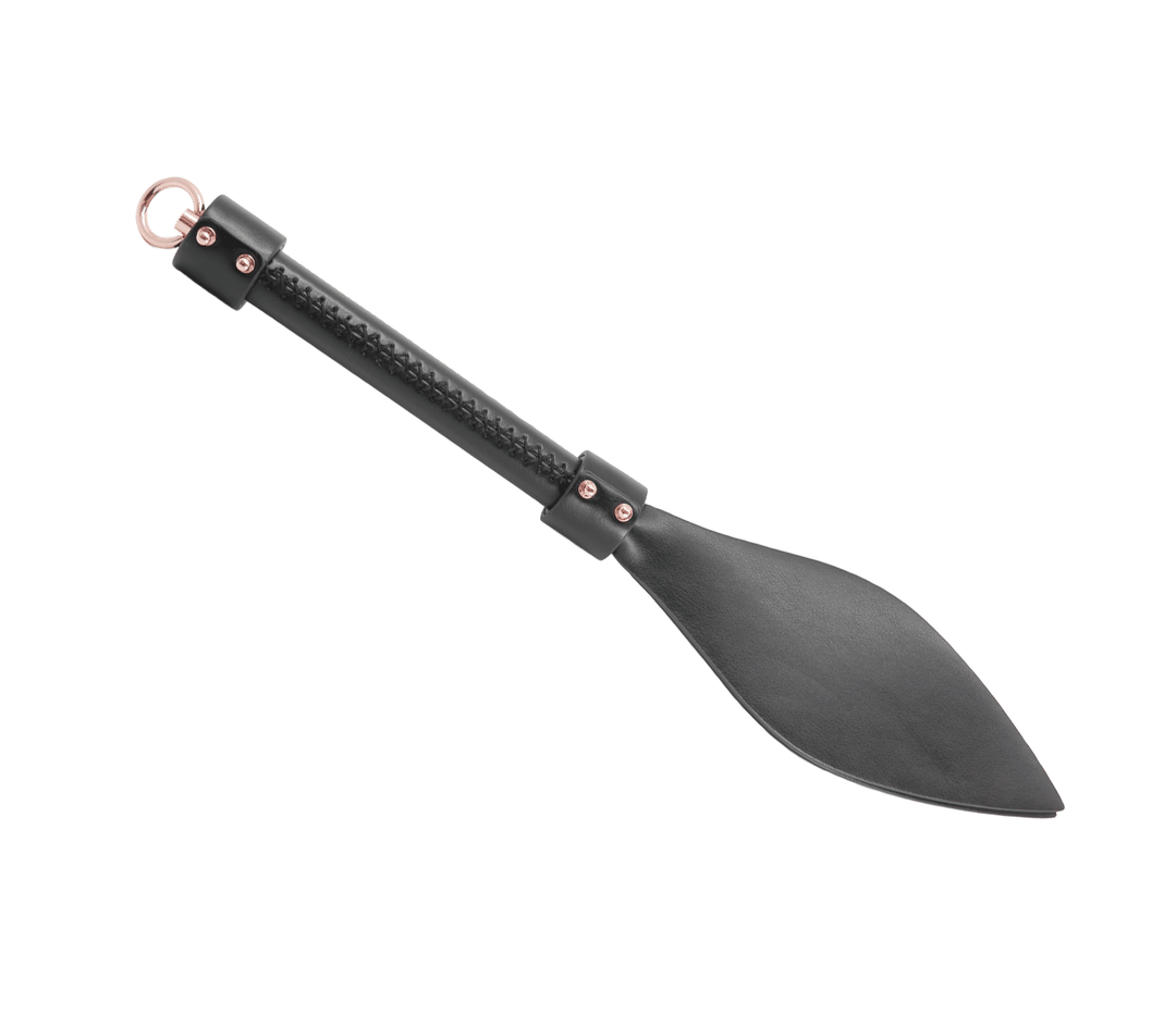 Love in Leather pointed paddle with rose gold hardware - elegant tapered design with premium finish