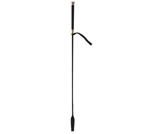 Riding crop with brass ferrule close-up - premium fiberglass construction with decorative brass accent