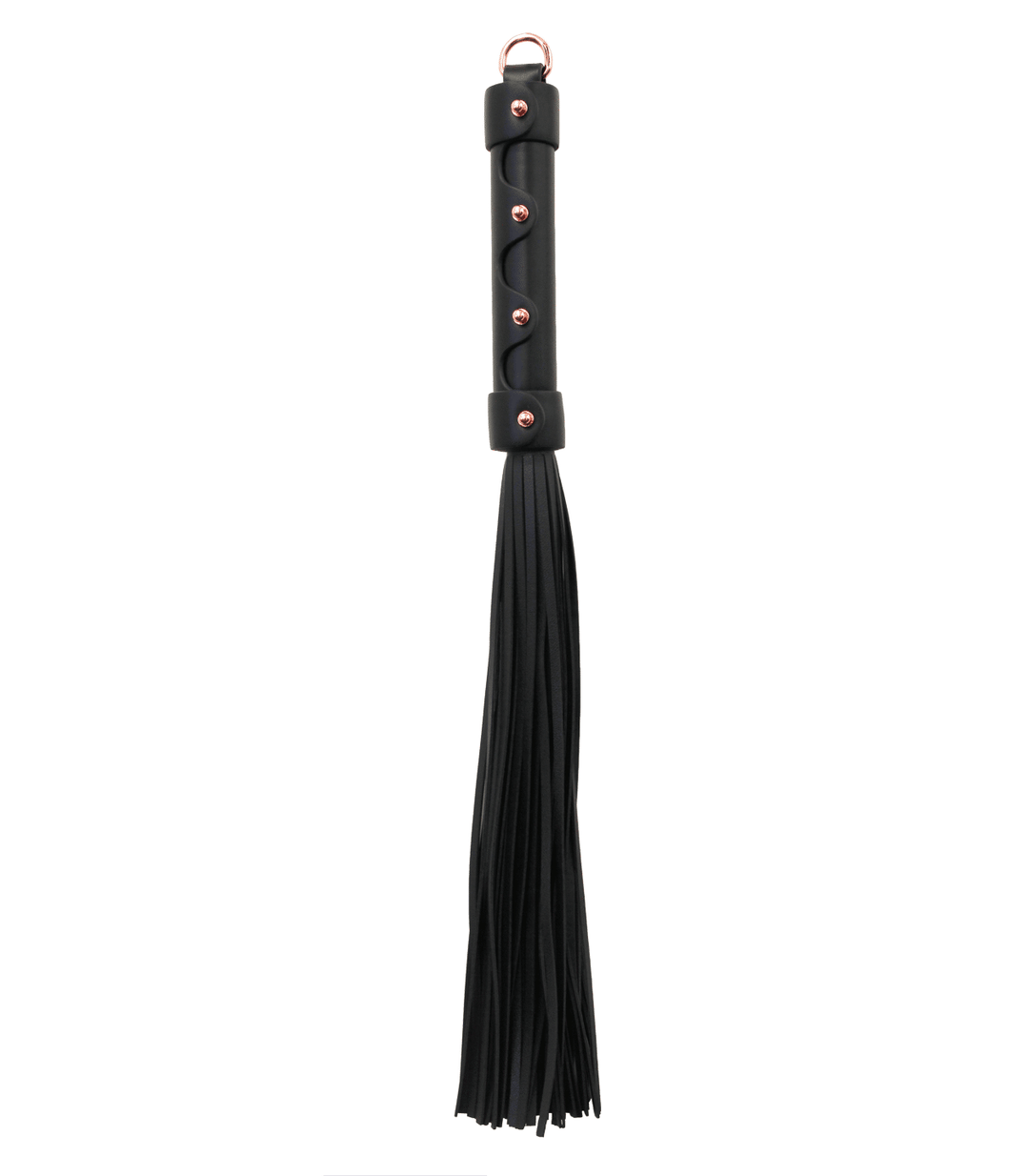 Love in Leather faux leather flogger with rose gold hardware - elegant whip with premium finish