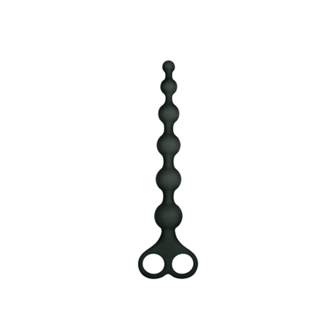 8 inch ribbed silicone anal beads in black - graduated size design