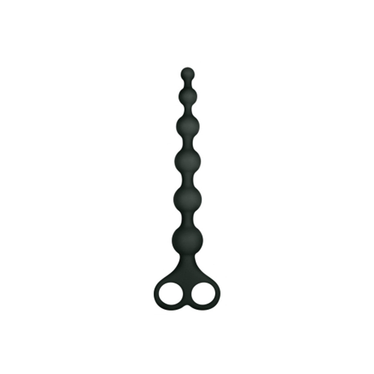 8 inch ribbed silicone anal beads in black - graduated size design