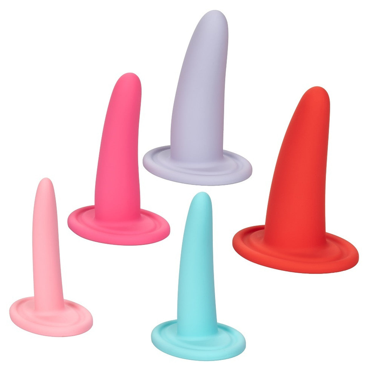She-ology 5 piece Wearable Vaginal Dilator set by CalExotics - graduated silicone dilators with mini bullet