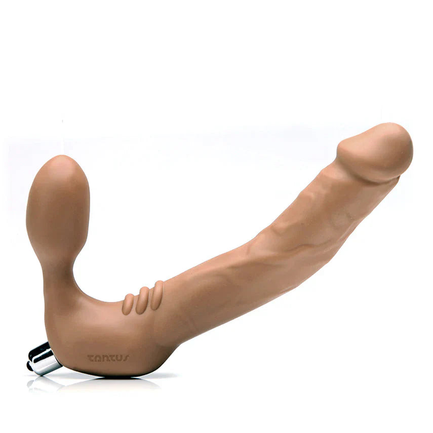 Tantus Real Strapless dildo with bullet vibrator - dual-ended design for couples play
